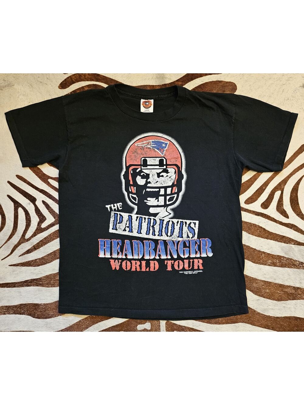 Vintage 1994 Hardball Apparel Patriots Headbanger World Tour Large - Made in USA